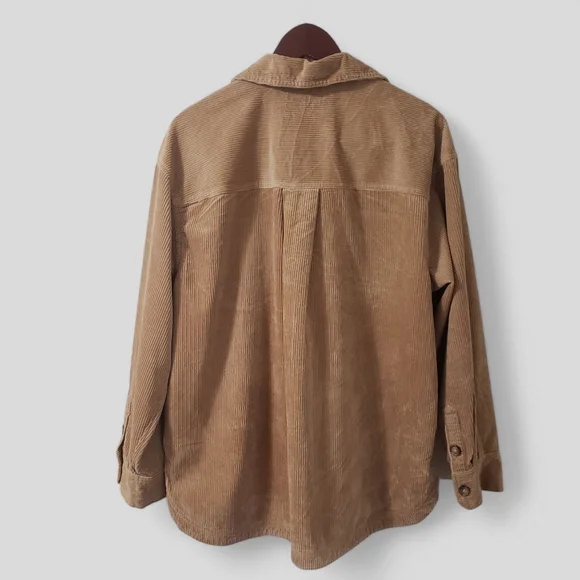 Madewell Corduroy Kentwood Oversized Shirt Tail Jacket Shacket Large Tan Pockets - Picture 5 of 14